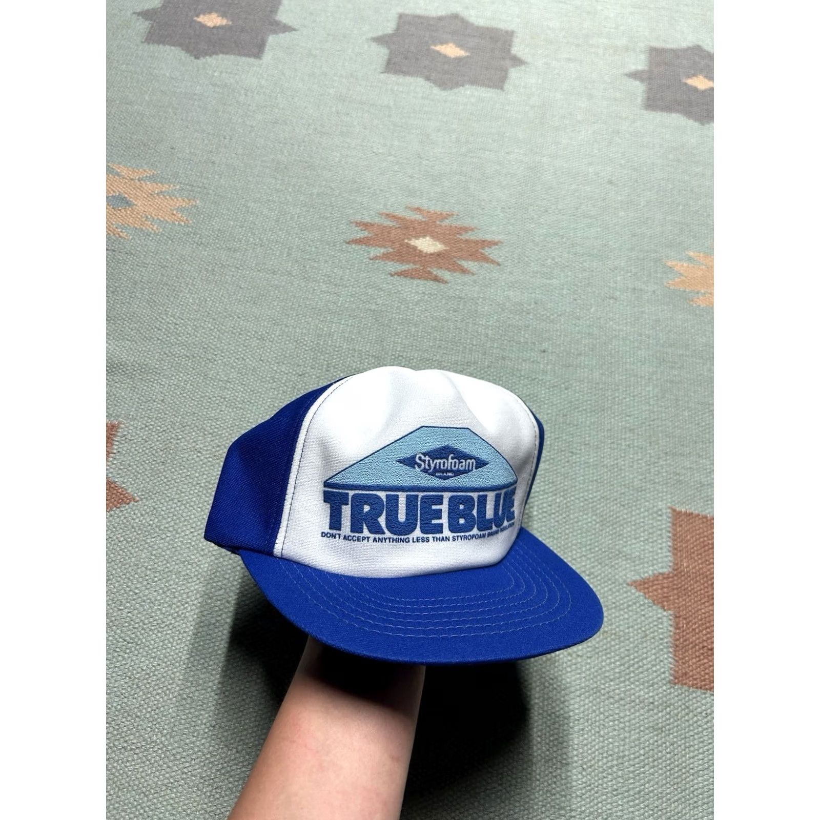 Vintage VINTAGE 80s White Snapback Hat Cap Adjustable True Blue Styrofoam blue white Men Size ONE SIZE - 2 Thumbnail