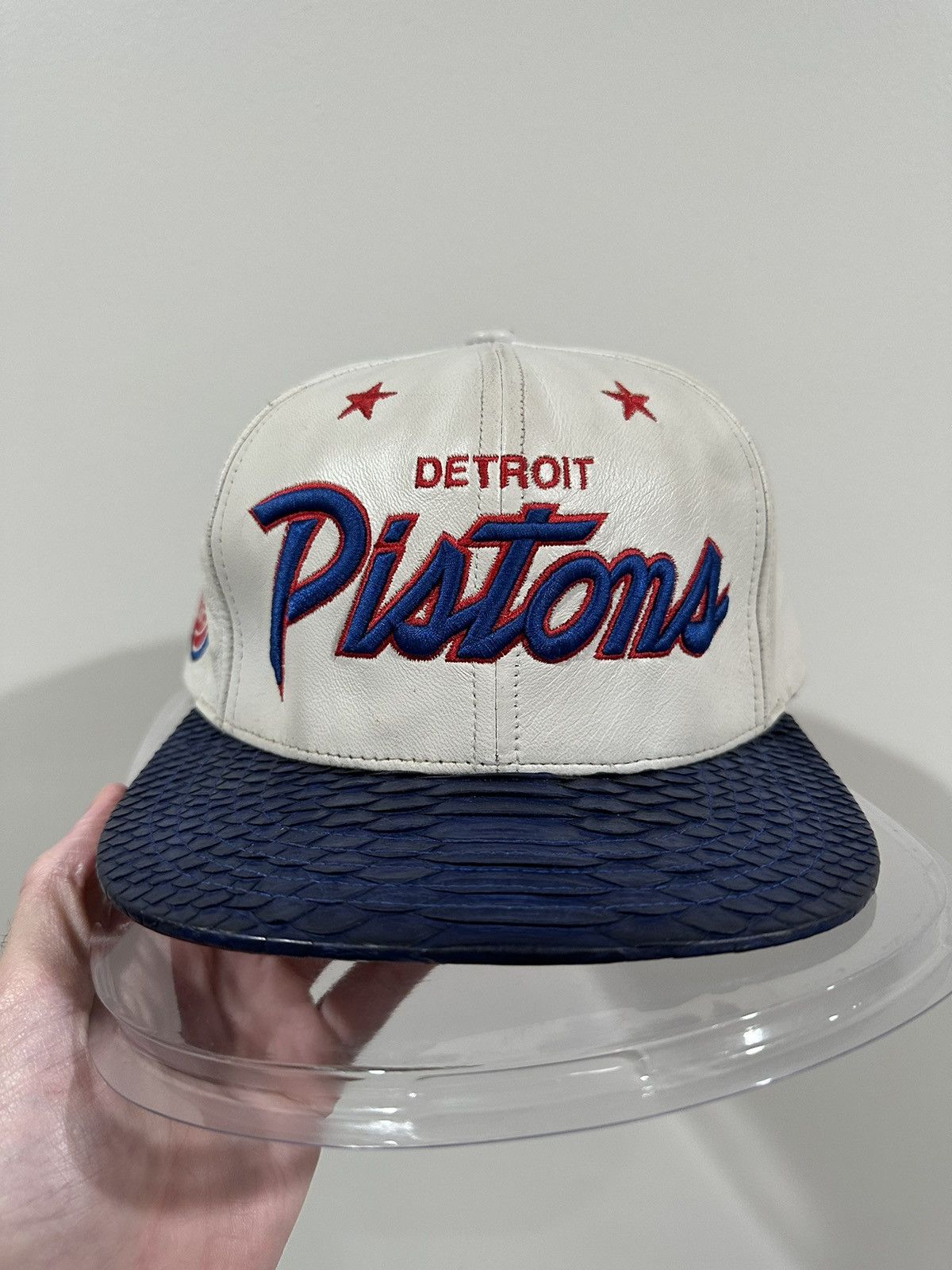 Just Don × Mitchell & Ness × NBA Just Don x Mitchell & Ness NBA Detriot Pistons Leather Hat Size ONE SIZE - 8 Thumbnail