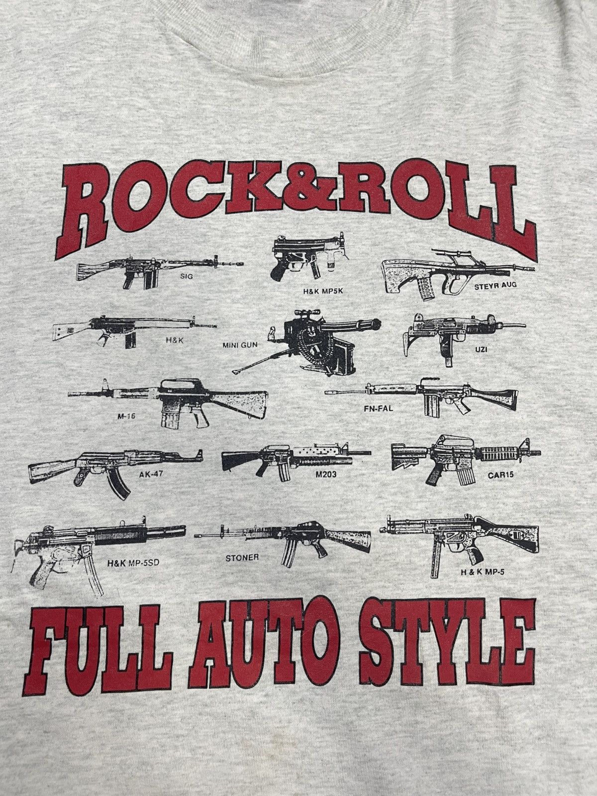 Vintage Vintage 90s Rock & Roll Full Auto Style Machine Gun Tee XL Size US XL / EU 56 / 4 - 5 Thumbnail