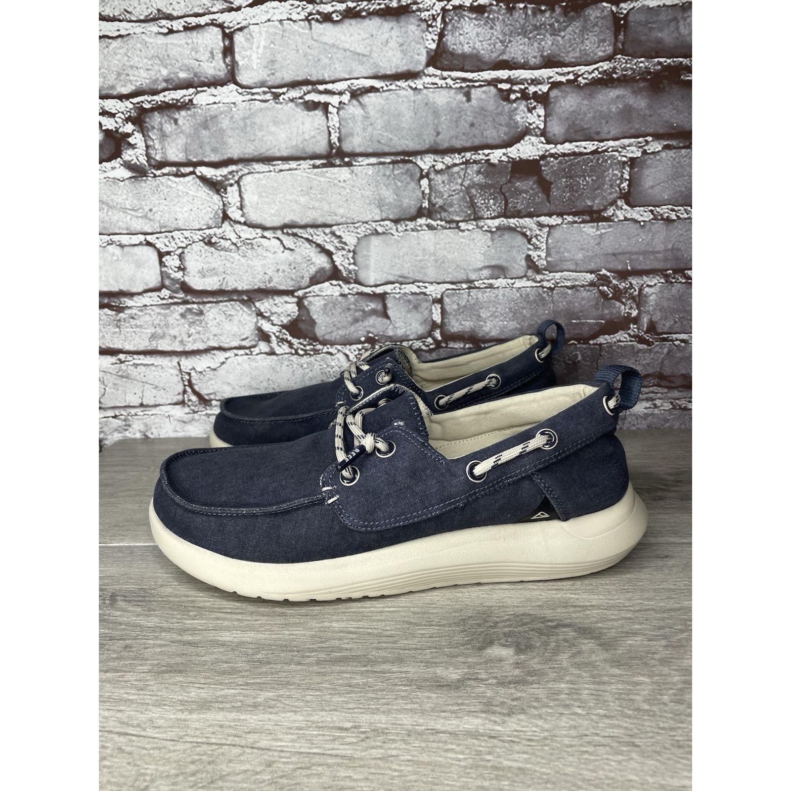 REEF Reef Swellsole Pier Shoes Navy Blue Canvas Fabric Boat Shoes Size US 11 / EU 44 - 22 Thumbnail