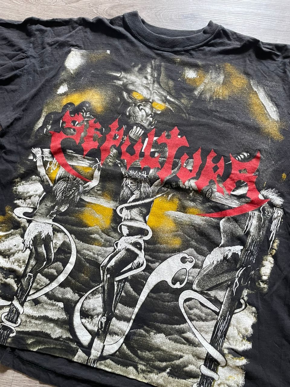 Vintage Vintage 90s Sepultura Morbid Visions Aop tee Size US XL / EU 56 / 4 - 2 Thumbnail