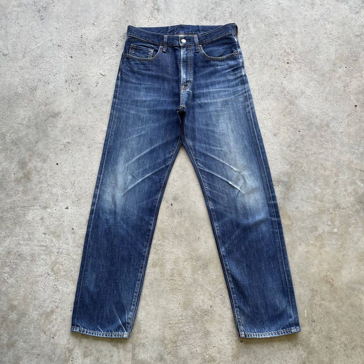 image of W31X30 Gu Jeans Faded Denim Pants in Faded Blue, Men's