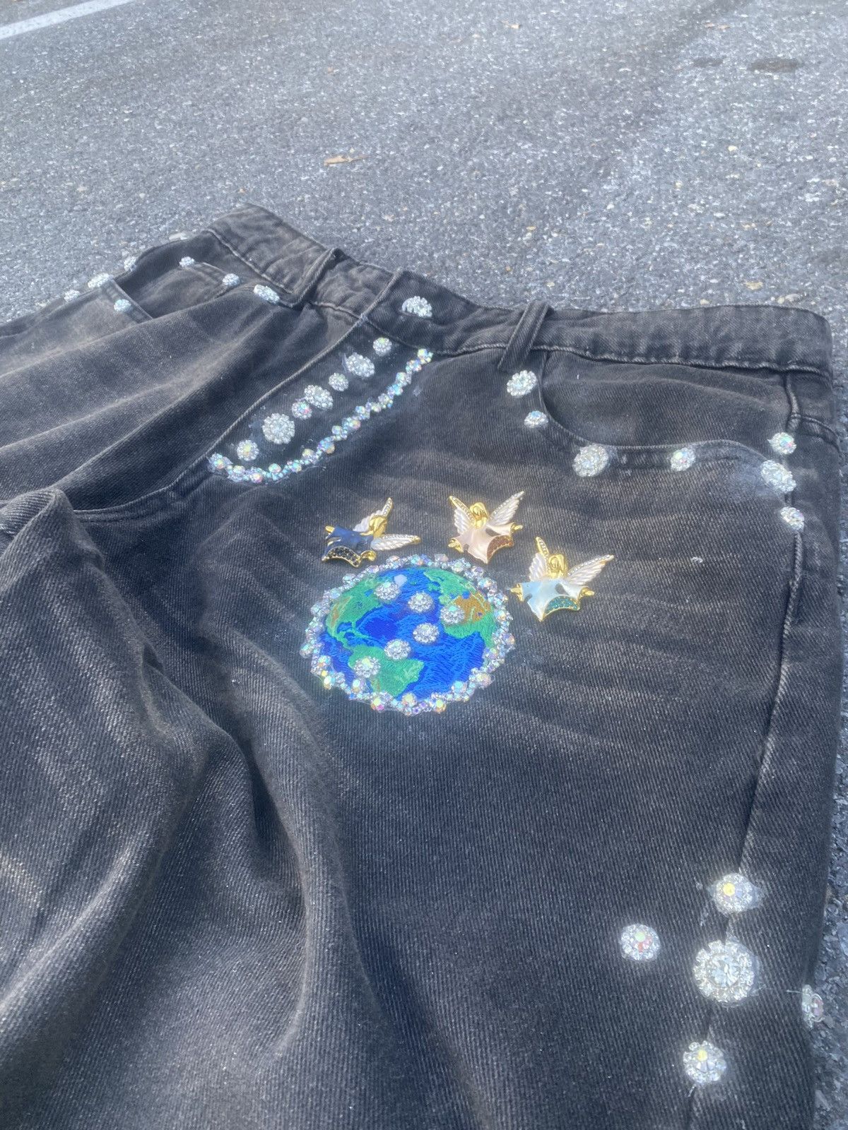 Japanese Brand Three Angel Message Jeweled Denim Sample 🌎🪽🪽🪽🎺🎺🎺 Size US 36 / EU 52 - 2 Thumbnail