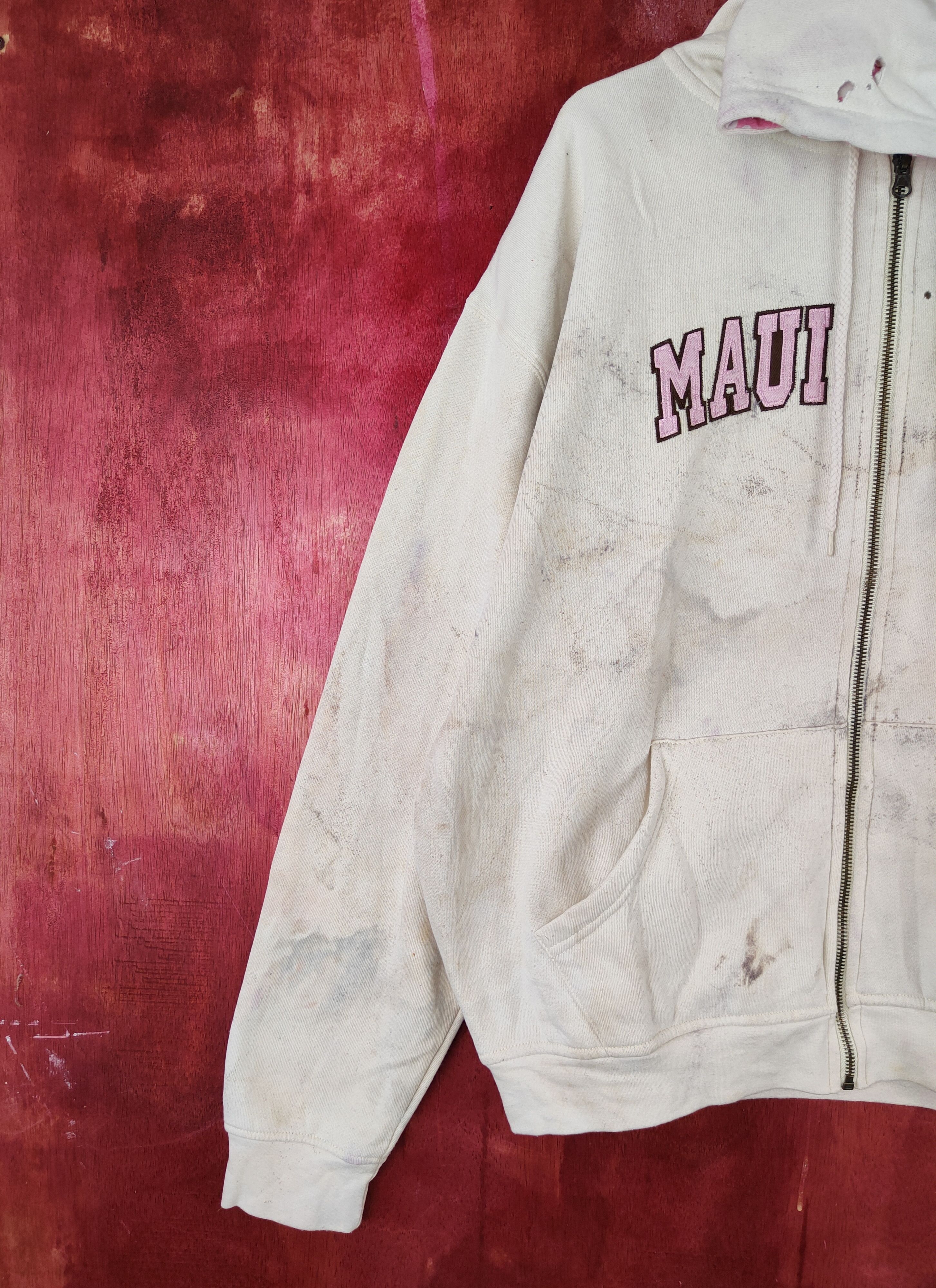 Japanese Brand × Vintage Japanese Brand Ivory Maui Hawaii Hoodie Sweaters #S1861 Size XL / US 12-14 / IT 48-50 - 4 Thumbnail