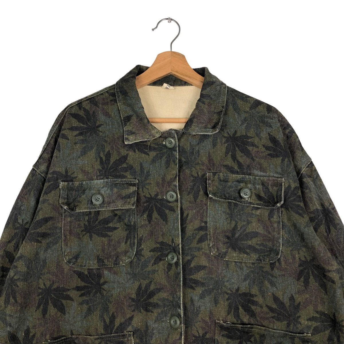 Hysteric Glamour 🔥VINTAGE BIKER JACKET JAPANESE TRADITIONAL LEAVES OVERPRINT Size US M / EU 48-50 / 2 - 3 Thumbnail