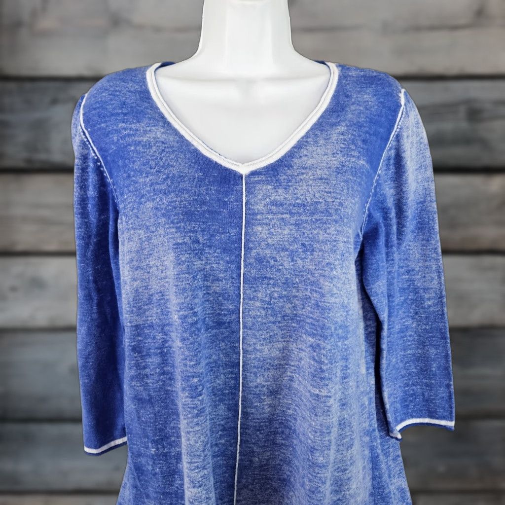 Habitat Habitat Womens Pullover Sweater 3/4 Sleeve Blue White Cotton Large L Womens Shirt Jumper Size L / US 10 / IT 46 - 1 Thumbnail