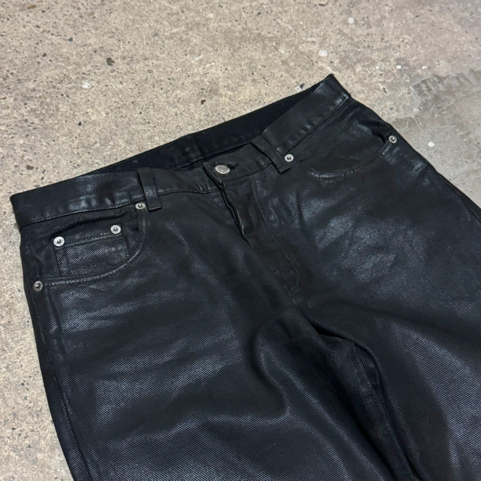 Helmut Lang S/S 1999 Helmut Lang wax coated black denim italian cut Size US 29 - 6 Thumbnail