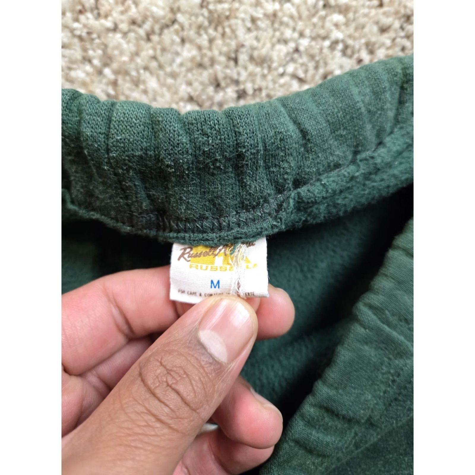 Russell Athletic VINTAGE Russell Athletic Sweatpants Pants Regular Mens Green 70s USA Made 25in Inseam Elastic Waist Pockets Cotton Blend Fleece Size US 33 - 3 Thumbnail