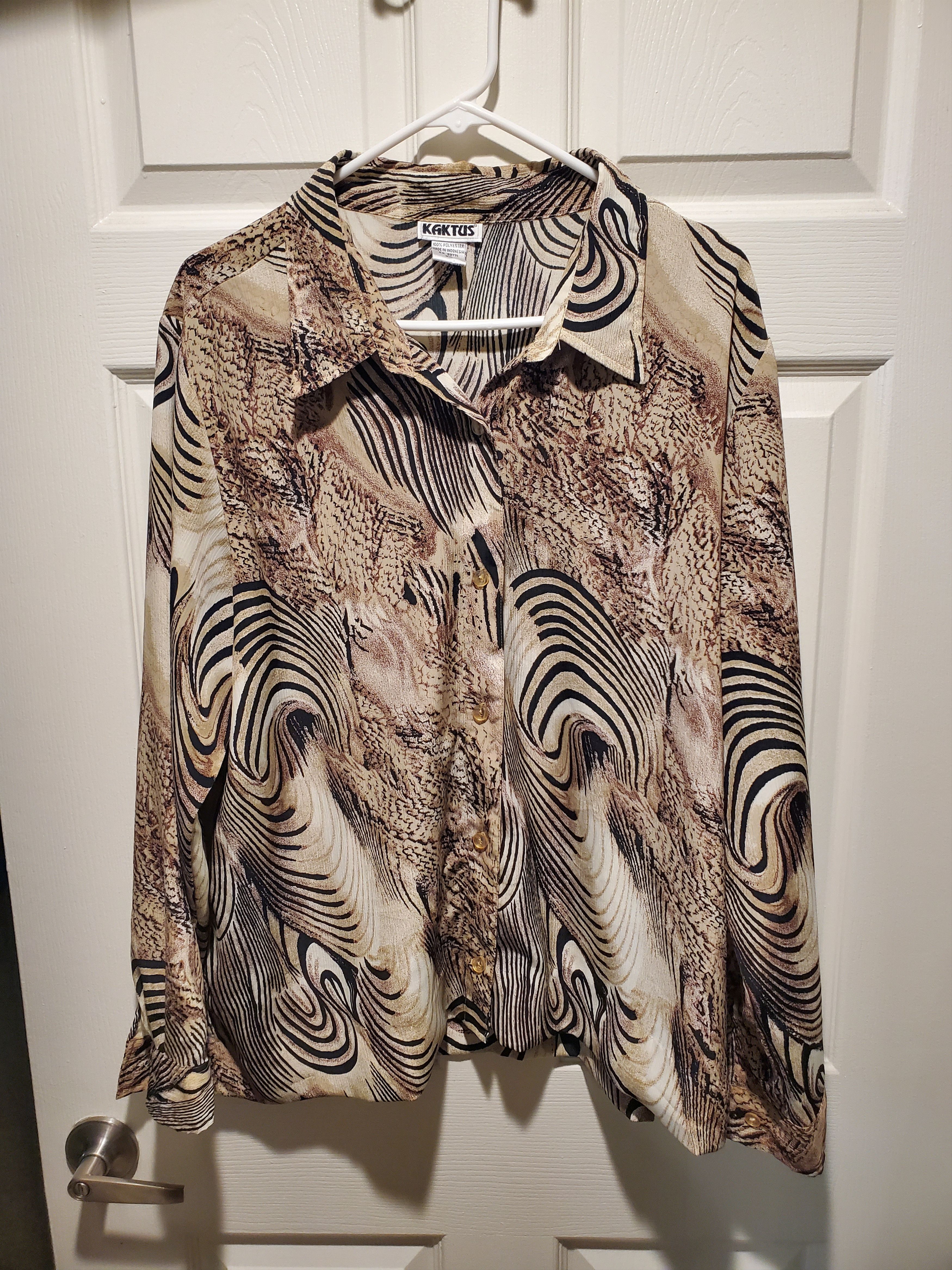 Vintage Vintage Kaktus Abstract Animal Print Blouse-size 2X Size XXL / US 16-18 / IT 52-54 - 1 Thumbnail