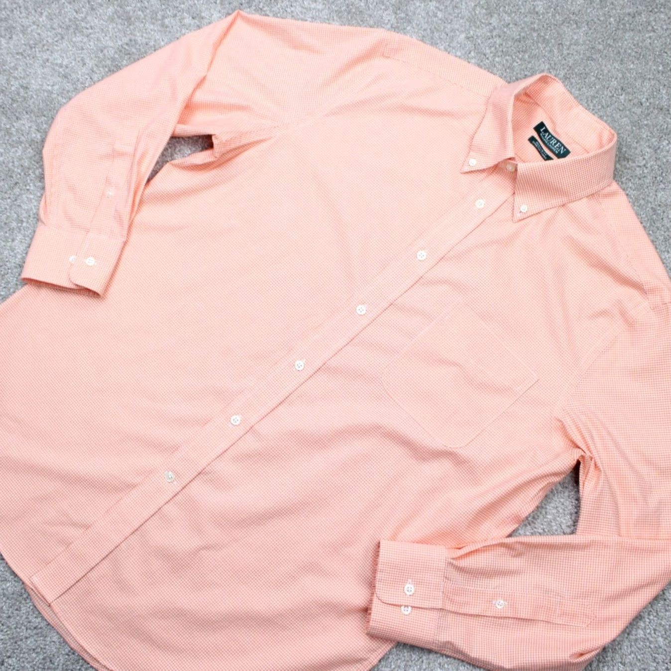 Ralph Lauren Ralph Lauren LAUREN Dress Shirt Mens 16 32/33 Orange Regular Fit Stretch Fabric Shirt Long Sleeve Button Collared Logo Size 42R - 4 Thumbnail