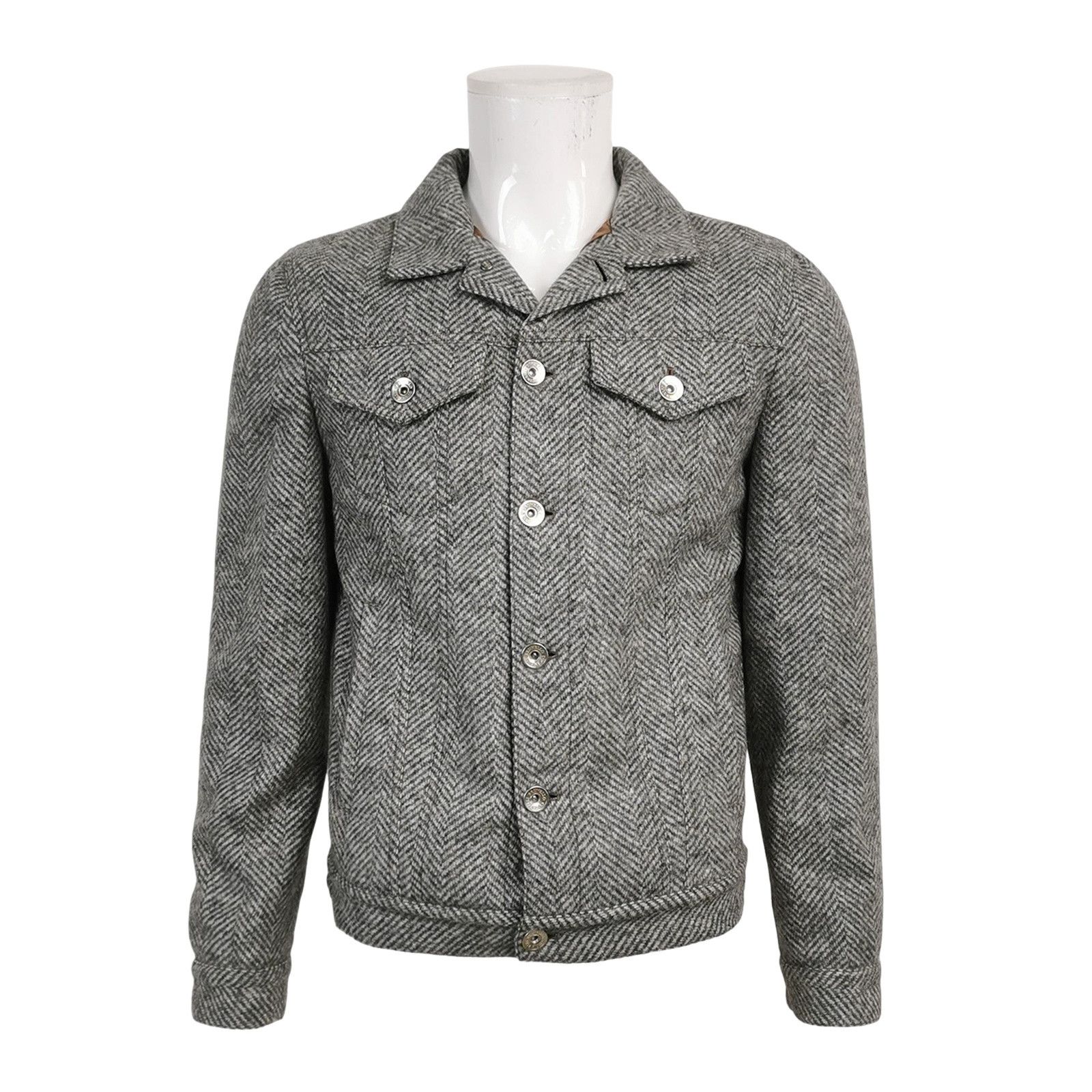 Brunello Cucinelli Brunello Cucinelli Herringbone Wool Jacket 46 Size US S / EU 44-46 / 1 - 1 Thumbnail