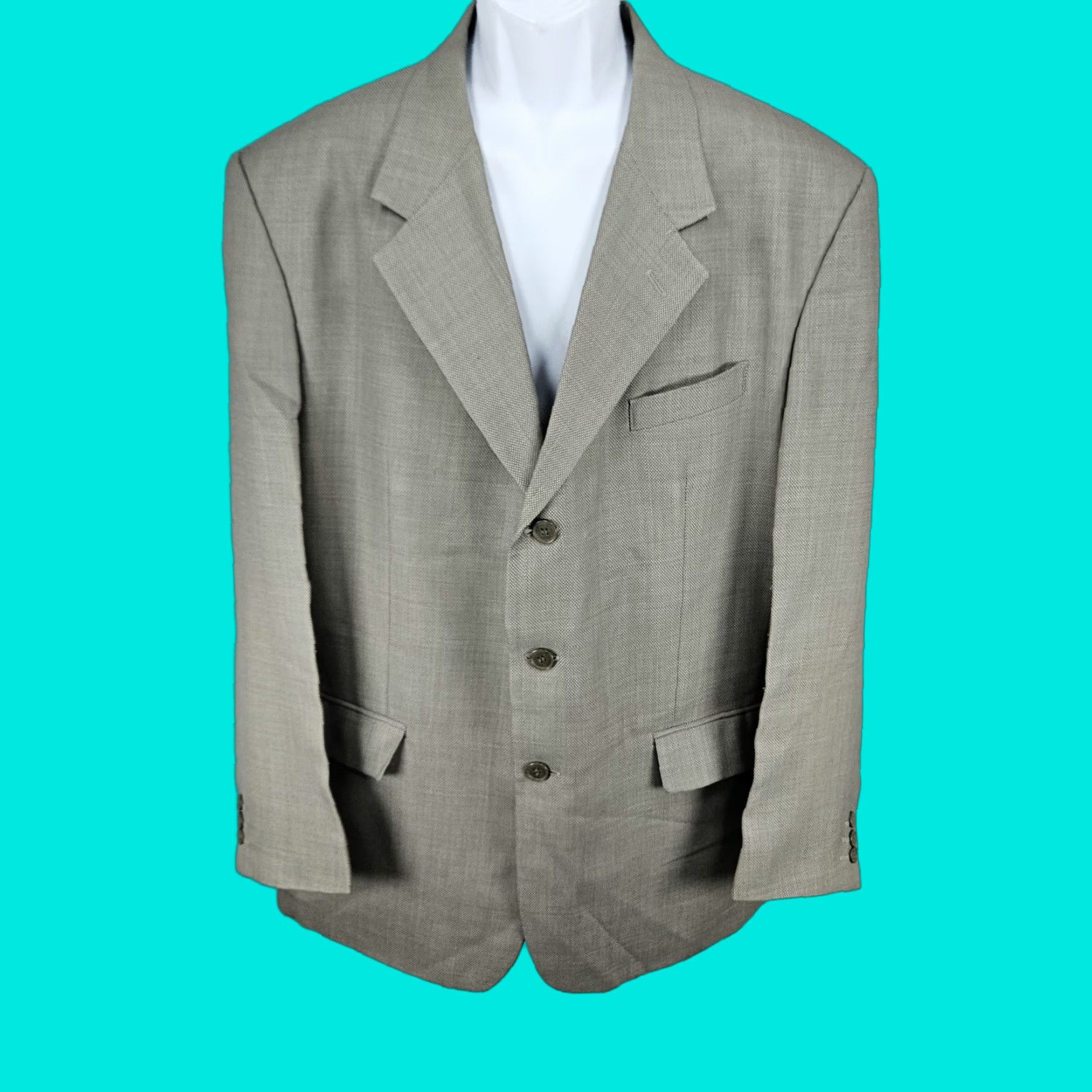 Vintage VINTAGE Georgio Giovanno Grey Wool Blend 3 Button Ventless Notch Blazer Sport Coat 43R Size 46R - 1 Thumbnail