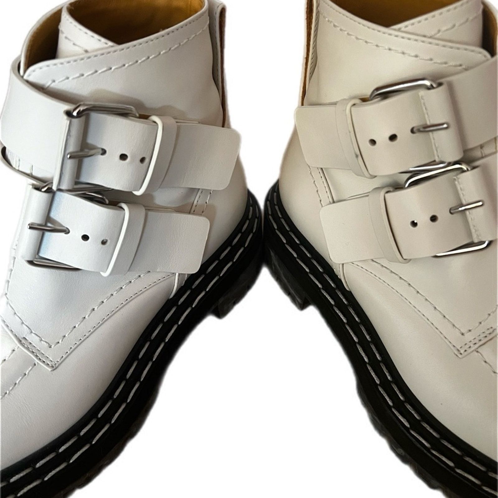 Proenza Schouler Proenza Schouler White Leather Ankle Combat Boots 37.5 $900 Size US 7 / IT 37 - 7 Thumbnail