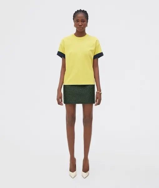 Bottega Veneta o1bcso1str0225 Double Layered Cotton Jersey T-Shirt Yellow Size XXS / US 00 / IT 34 - 1 Thumbnail