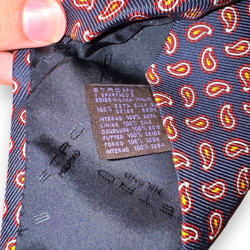 Etro Etro Milano Red & Navy Blue Paisley Made in Italy Necktie Size ONE SIZE - 6 Thumbnail