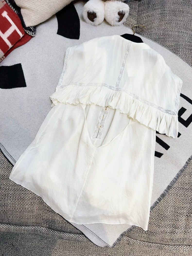 Chanel Chanel White Silk Sleeveless Tank Top Size M / US 6-8 / IT 42-44 - 6 Thumbnail
