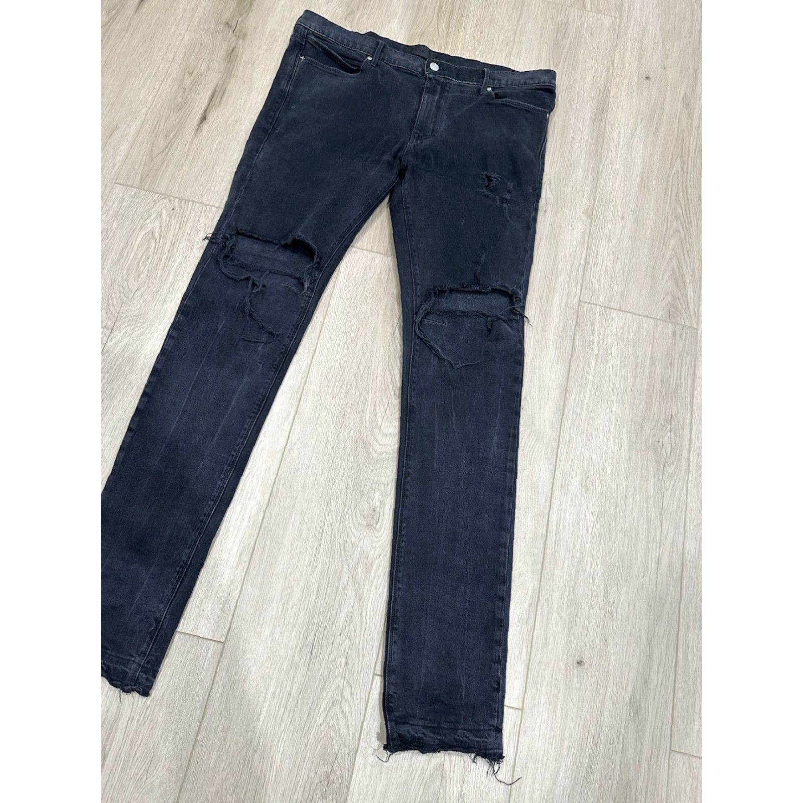 Rta RTA Jeans Slim Black 38x34 Men Jeans Slim Skinny 5-Pocket Denim Cotton Regular Inseam 34 Vintage No Size US 38 / EU 54 - 2 Thumbnail
