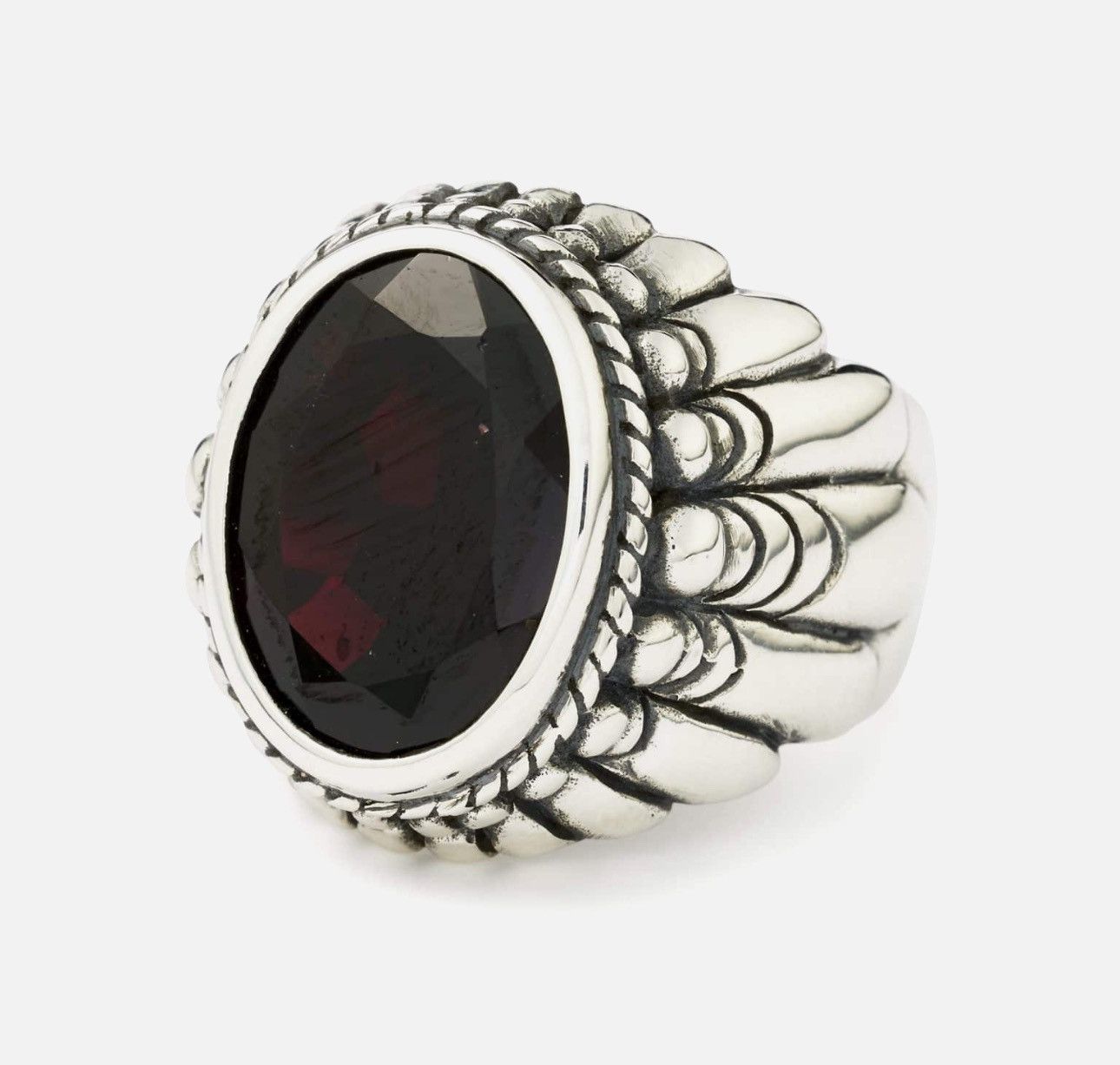 image of The Great Frog Tgf ‘Large Feather Setting’ 925 Sterling Silver Ring, Men's