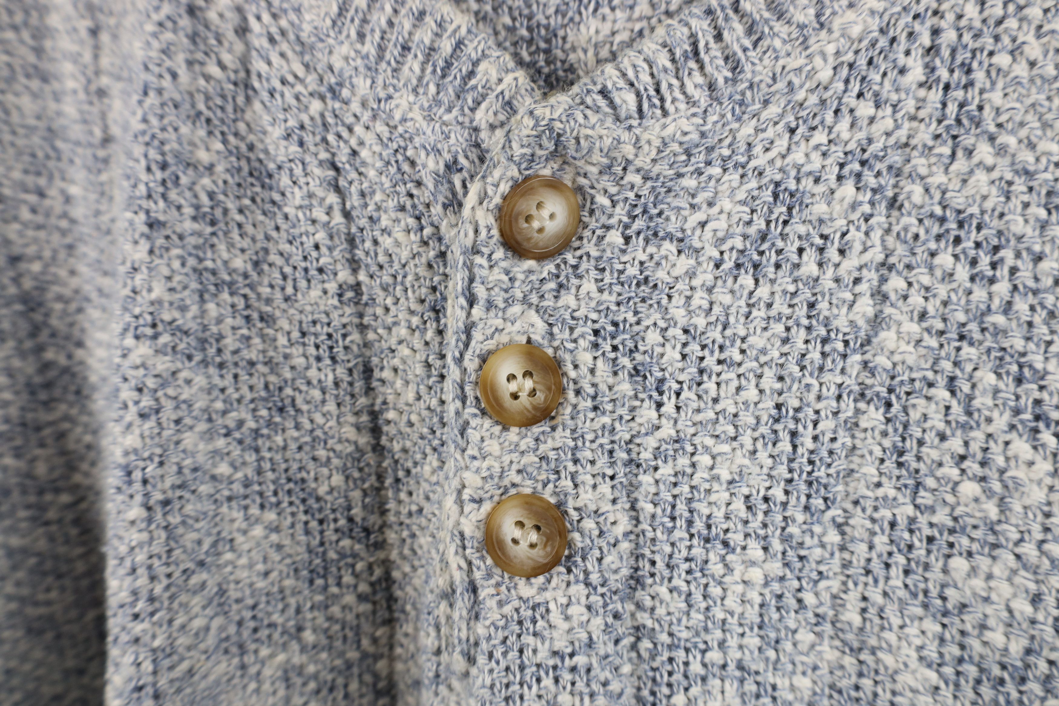 Vintage Vintage 90s Streetwear Blank Thermal Knit Henley Sweater USA Size US M / EU 48-50 / 2 - 9 Thumbnail