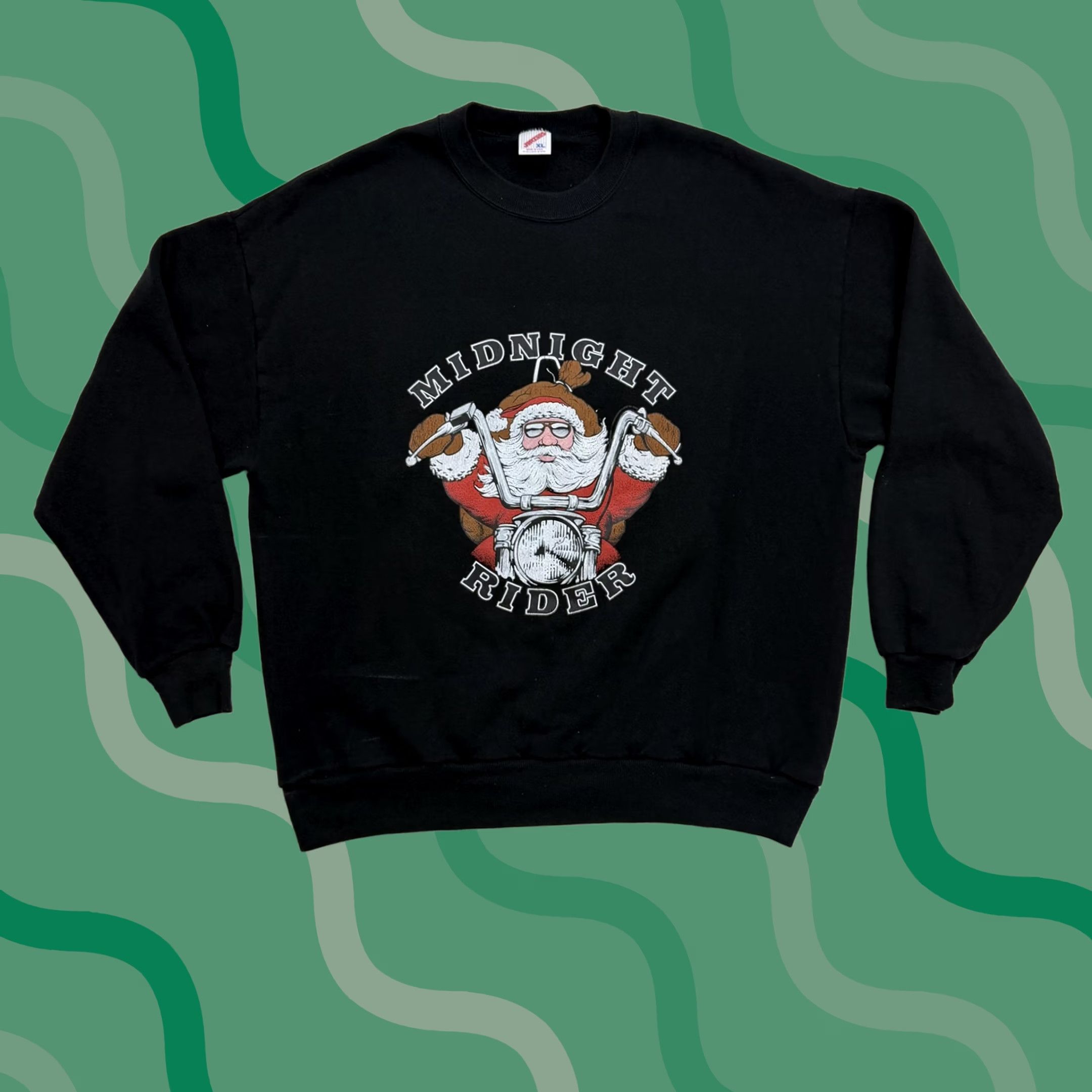 Jerzees VINTAGE Jerzees Sweatshirt Mens XL Santa Midnight Rider Biker Christmas 90s Size US XL / EU 56 / 4 - 1 Thumbnail