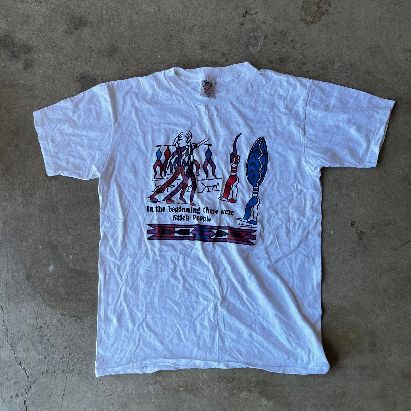 Vintage VINTAGE STICK PEOPLE FUNNY SHIRT NATIVE PARODY MENS XL 90S Size US XL / EU 56 / 4 - 1 Thumbnail
