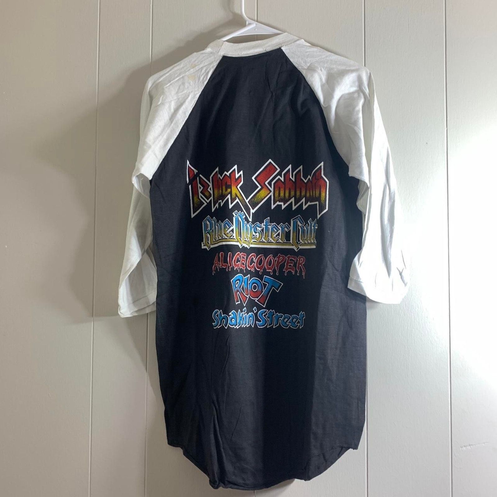 Vintage 1980 ALICE COOPER BLACK SABBATH raglan 3/4 sleeve tee shirt Size US L / EU 52-54 / 3 - 8 Thumbnail