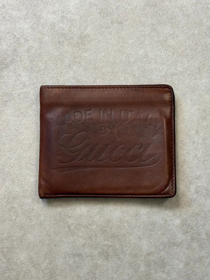 Gucci Gucci Brown Leather Embossed Bifold Wallet Size ONE SIZE - 2 Thumbnail