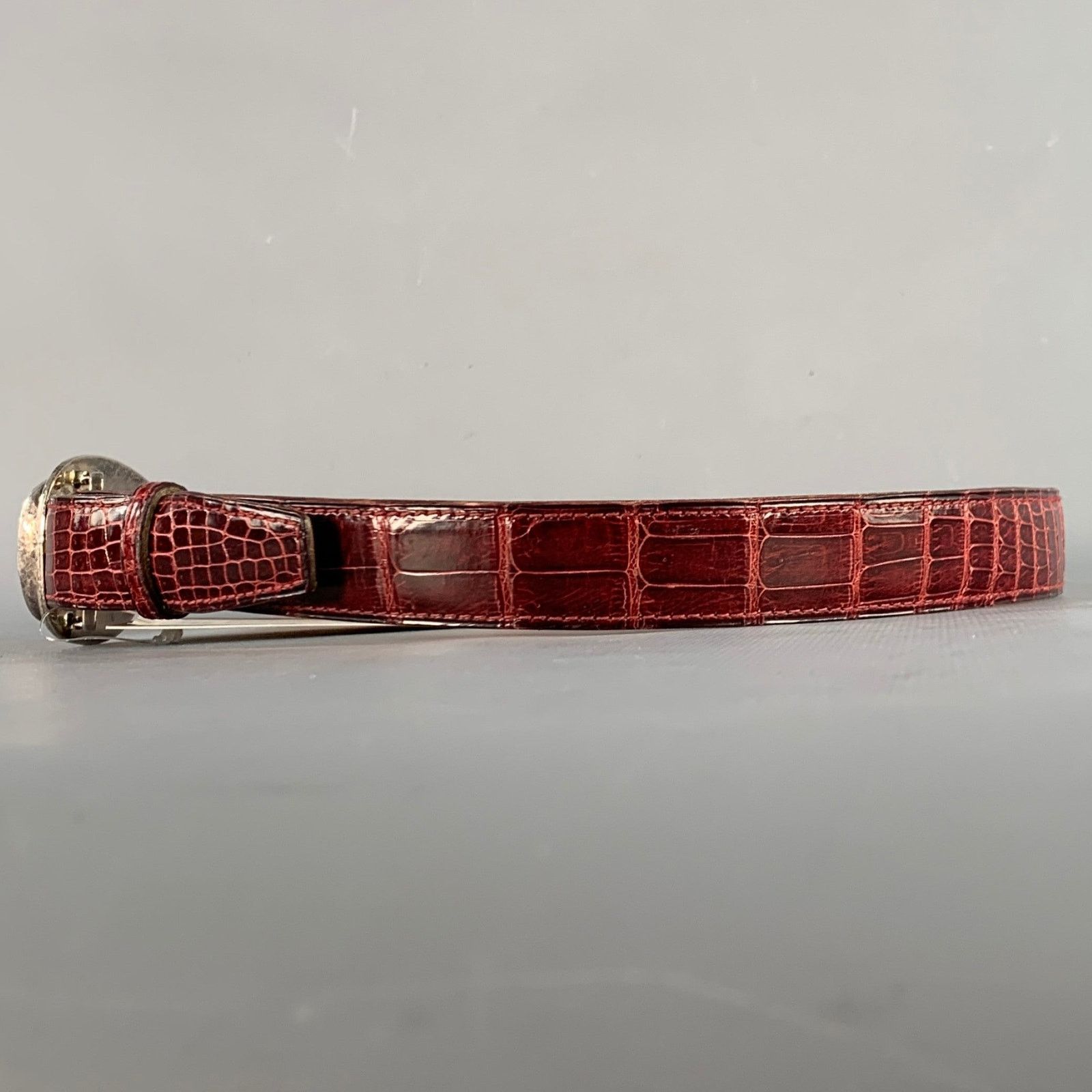 Other APRIL in PARIS Burgundy Yellow Embossed Sterling Silver Belt Size ONE SIZE - 5 Thumbnail