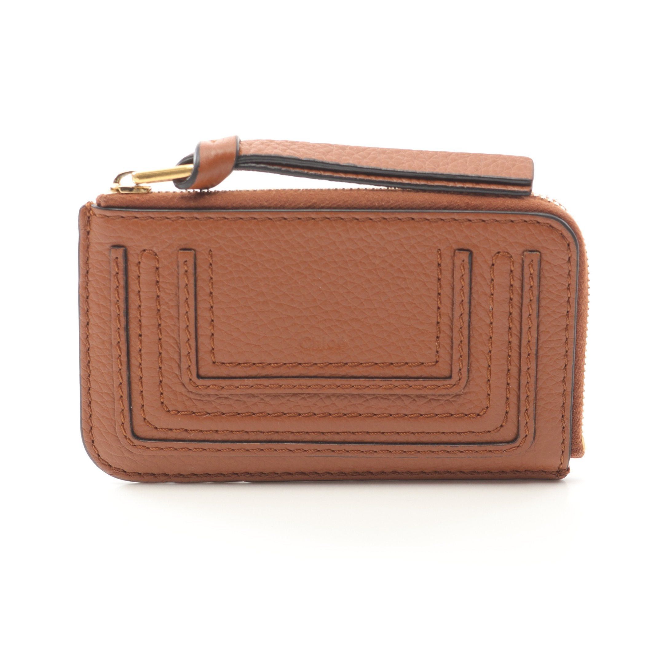 Chloe Mercy Fragment Case Coin Purse Card Leather Brown, Women's
