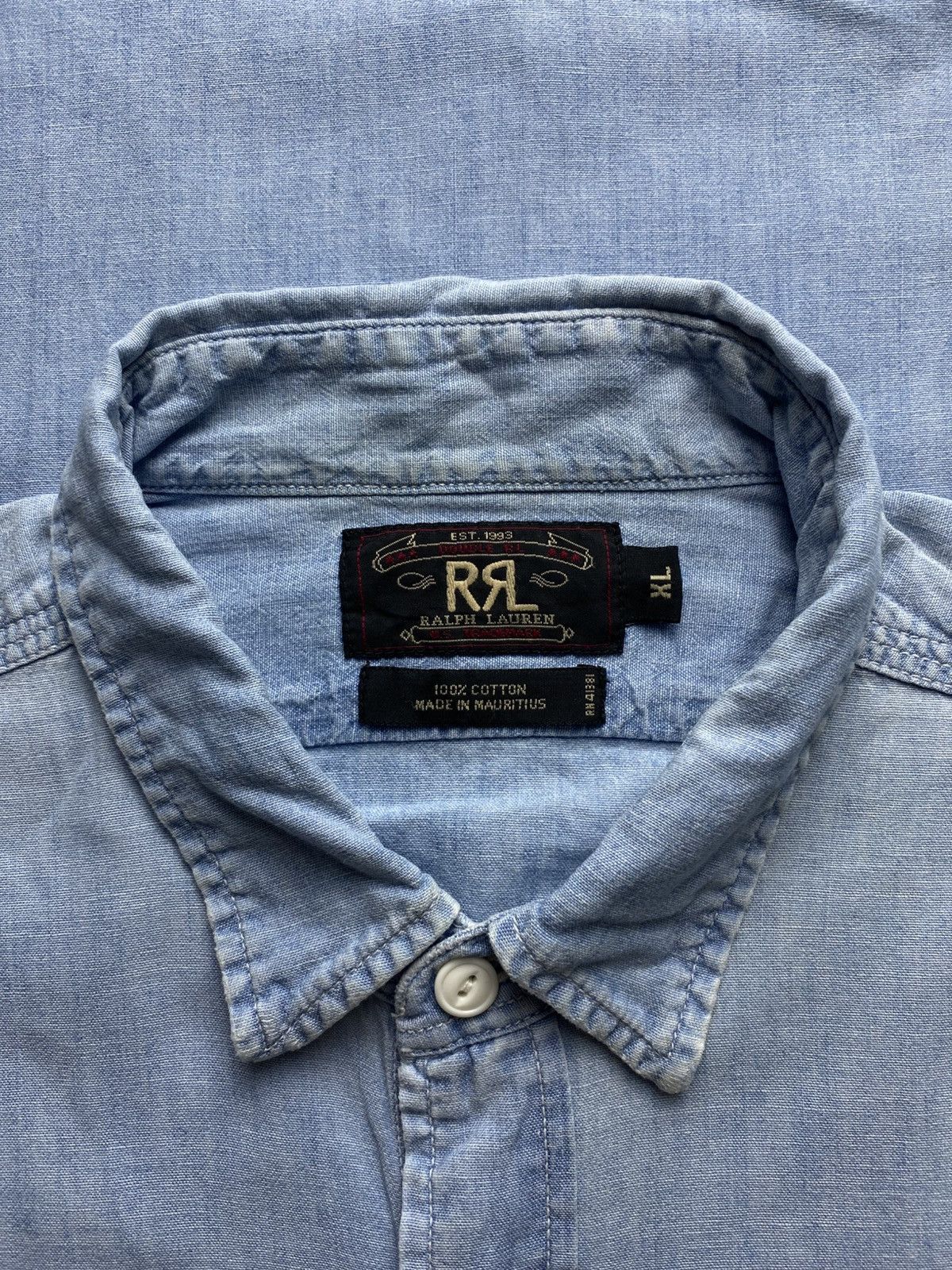 RRL Ralph Lauren Vintage 90s Double RL Chambray Shirt Size US XL / EU 56 / 4 - 8 Thumbnail