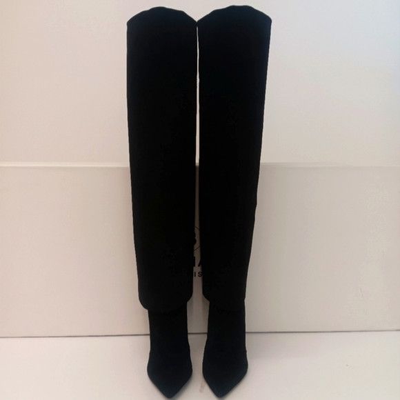 Balmain Balmain Arielle Black Suede Knee High Boots - EU36/US6 Size US 6 / IT 36 - 2 Thumbnail