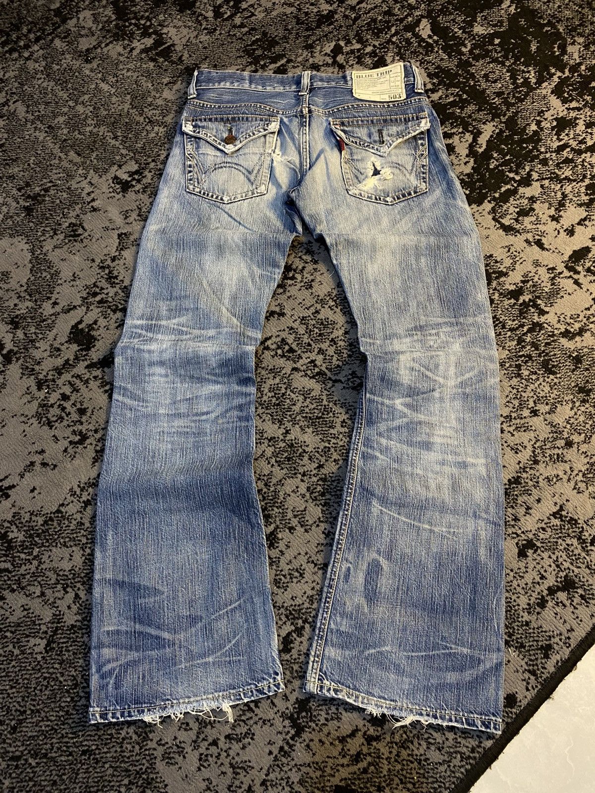 Edwin 503 Flare Edwin Blue Trip Distressed Jeans 🔥 Size US 30 / EU 46 - 3 Thumbnail
