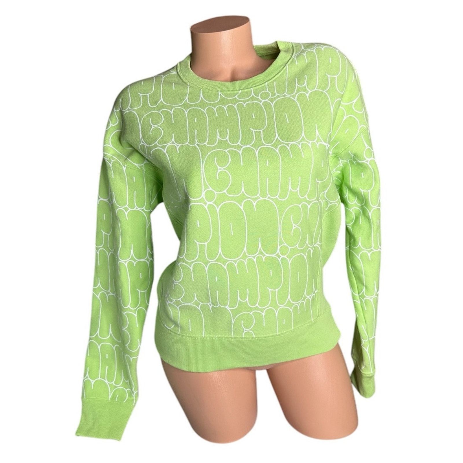 Champion Champion Reverse Weave Bubble Letter Sweatshirt Lime Green S Size S / US 4 / IT 40 - 1 Thumbnail