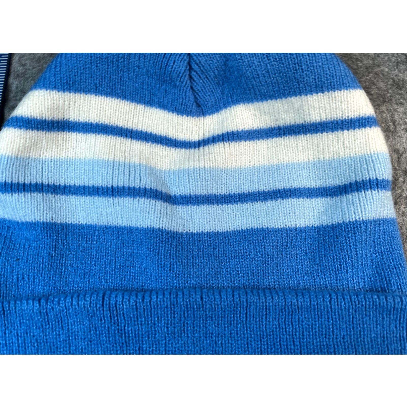 Vintage Paris Accessories Beanie Women One Size Blue White Stripe Knit Acrylic Hat Zipper? Size ONE SIZE - 2 Thumbnail