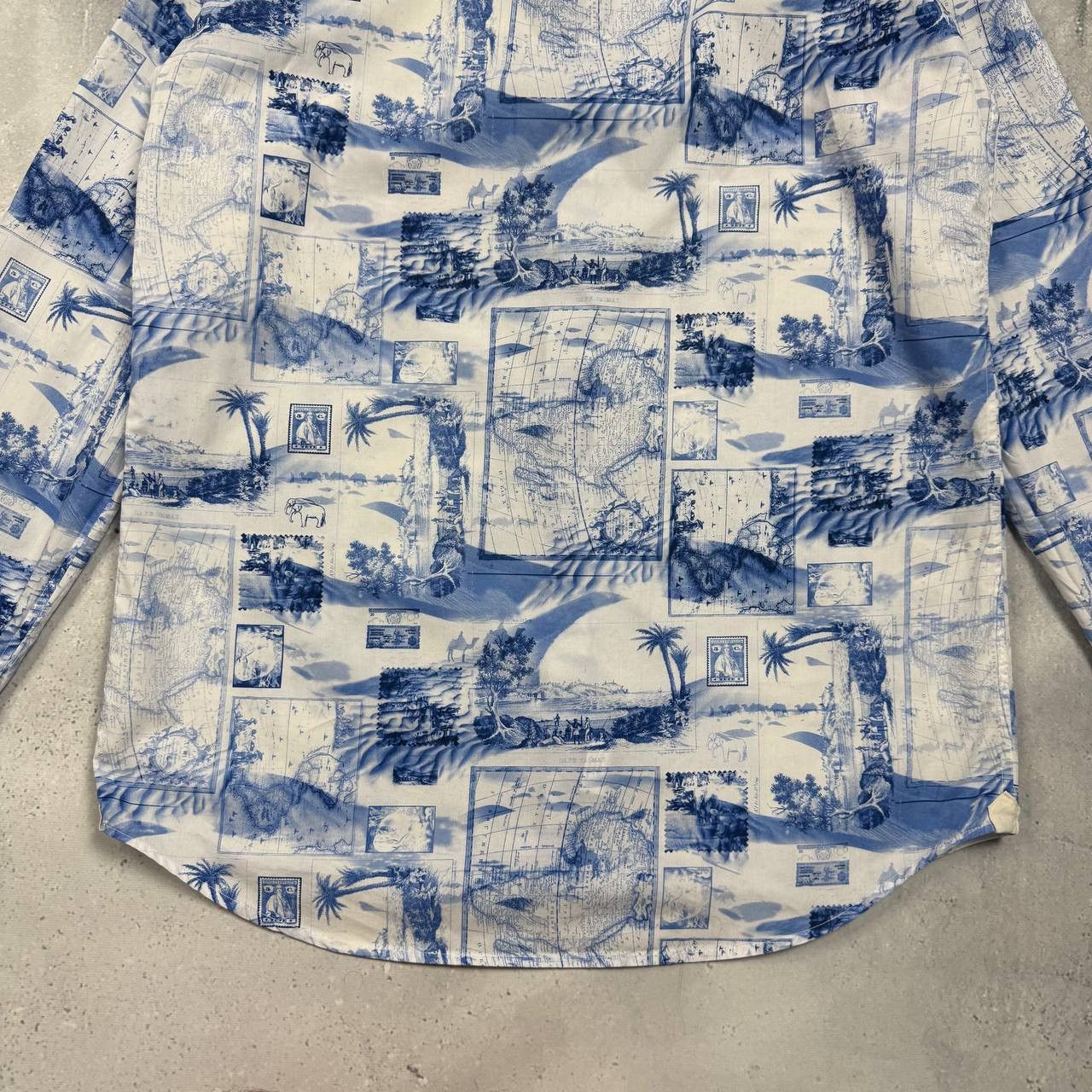Other BRULI Swiss Made Geography Print Button-Up LS Collar Shirt Size 40R - 22 Thumbnail