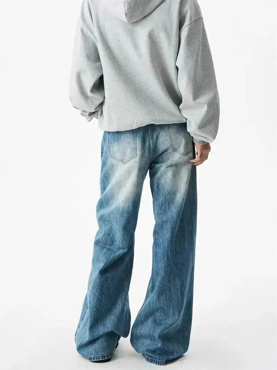 Japanese Brand Retro distressed wide leg jeans Size US 32 / EU 48 - 3 Thumbnail