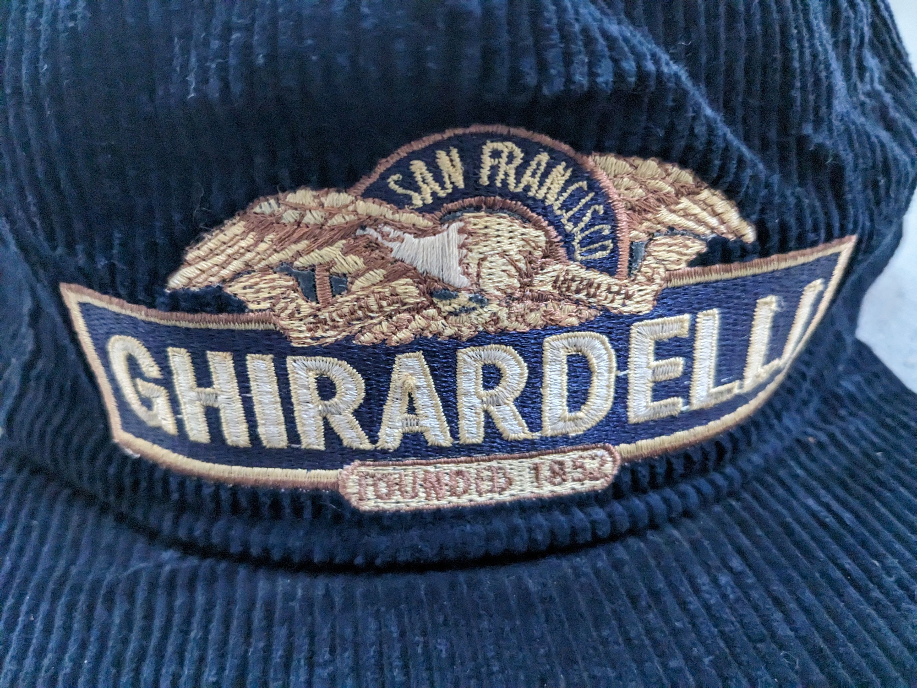 Vintage Vintage Ghirardelli Hat Corduroy Navy Blue USA Cap Size ONE SIZE - 5 Thumbnail