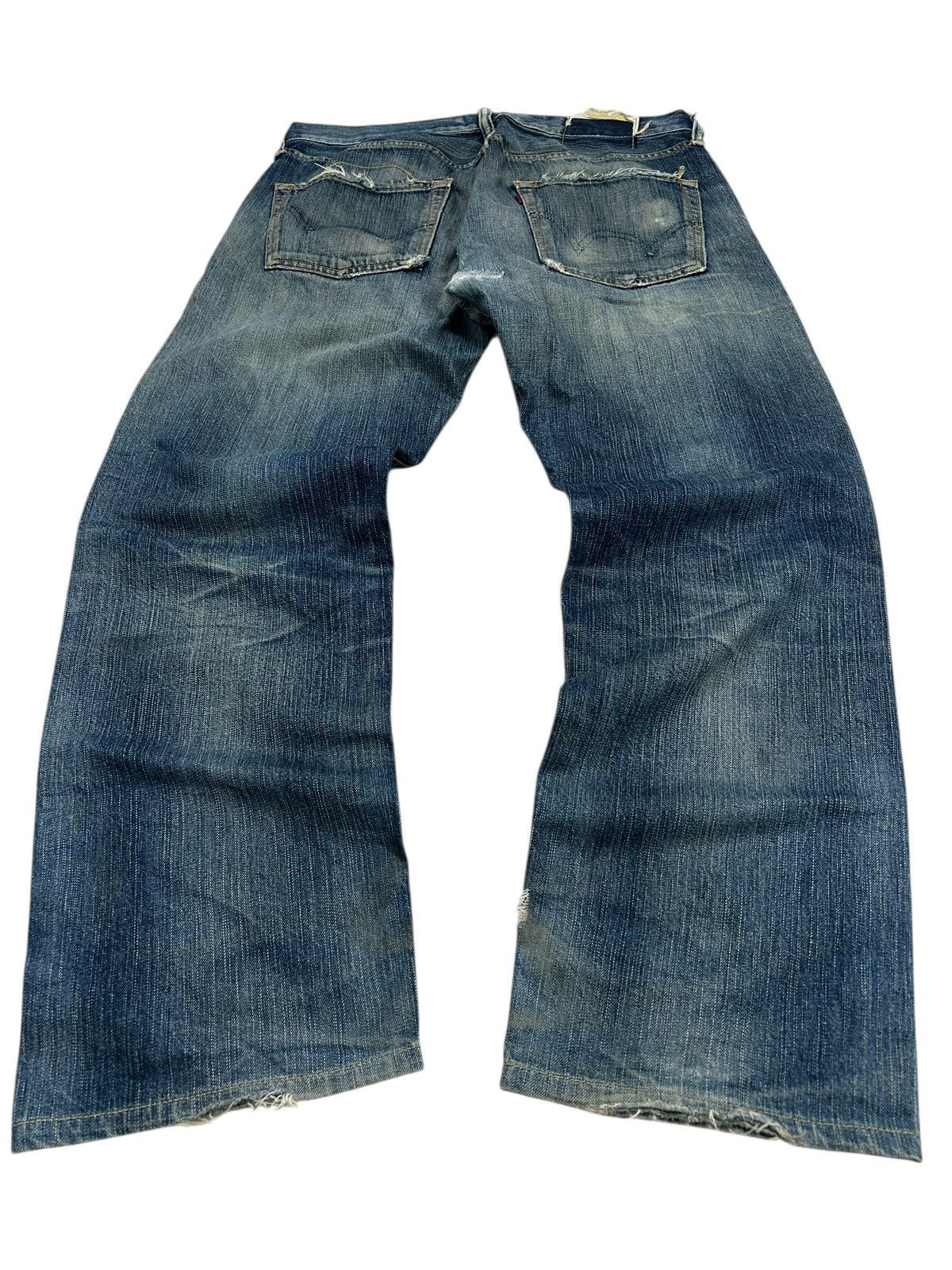 Edwin × Japanese Brand Edwin 503 Blue Trip Mud Washed Baggy Distressed Denim Size US 35 - 12 Thumbnail
