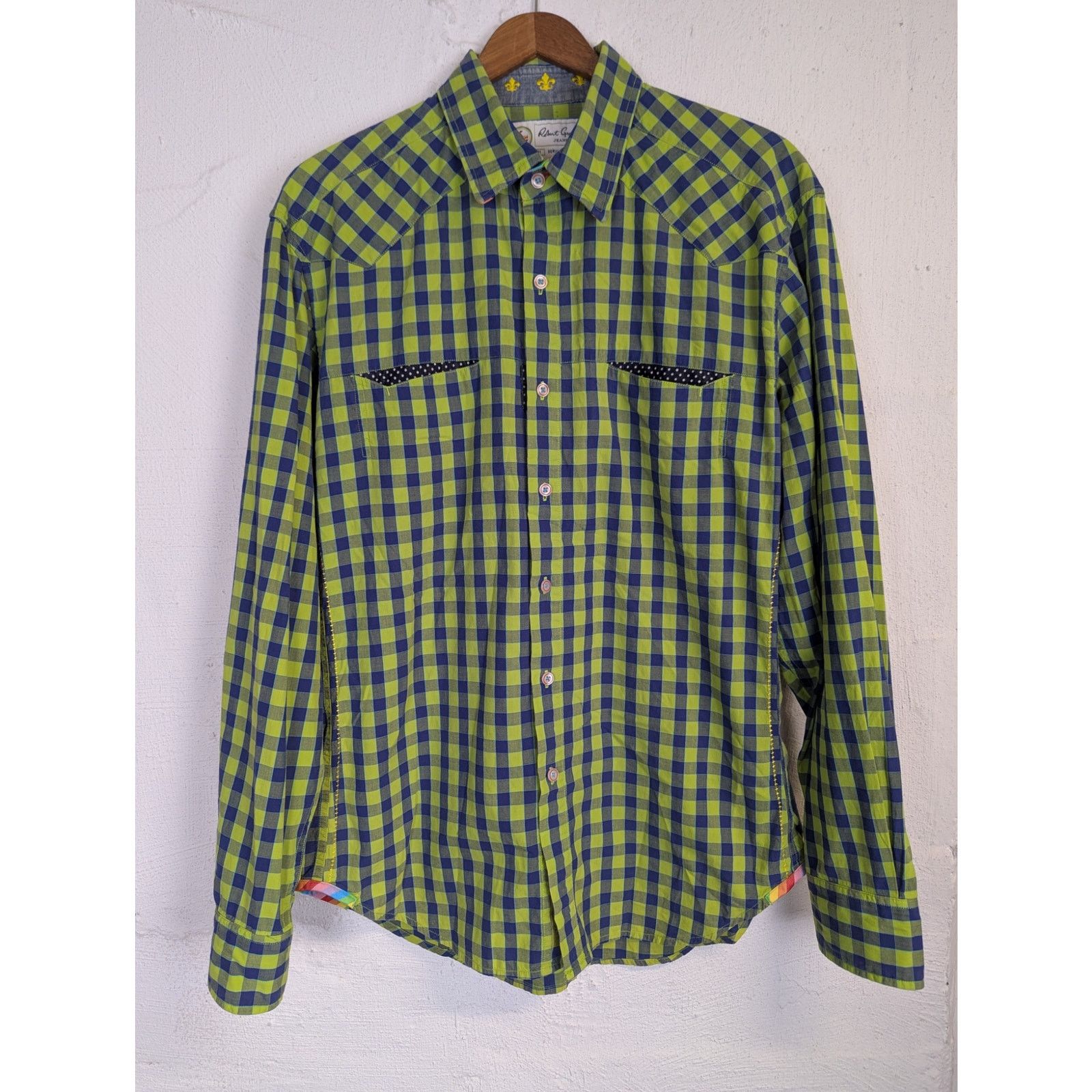 Robert Graham Robert Graham Shirt Green Blue Plaid Gingham Bright Bold Size US L / EU 52-54 / 3 - 2 Thumbnail