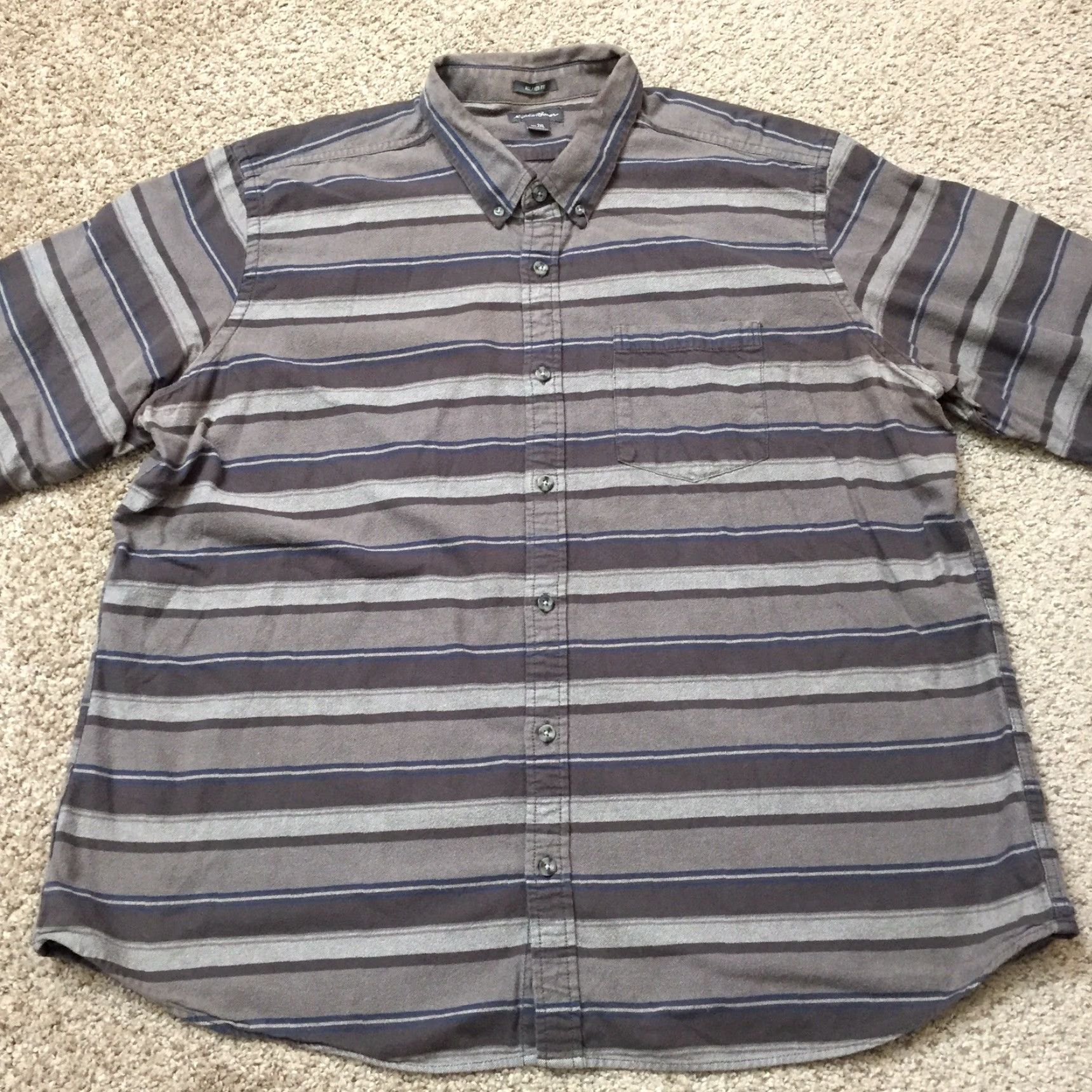 Eddie Bauer Eddie Bauer Mens Shirt 2XL Gray Striped Long Sleeve Button Front Relaxed Fit Size US XXL / EU 58 / 5 - 5 Thumbnail