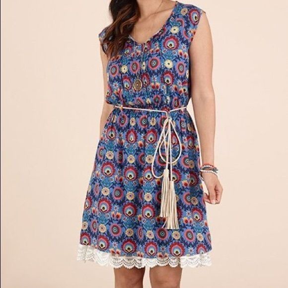 Other Matilda Jane XS Blue Floral Dress Fit Flare Short Sleeve Key Size XS / US 0-2 / IT 36-38 - 1 Thumbnail