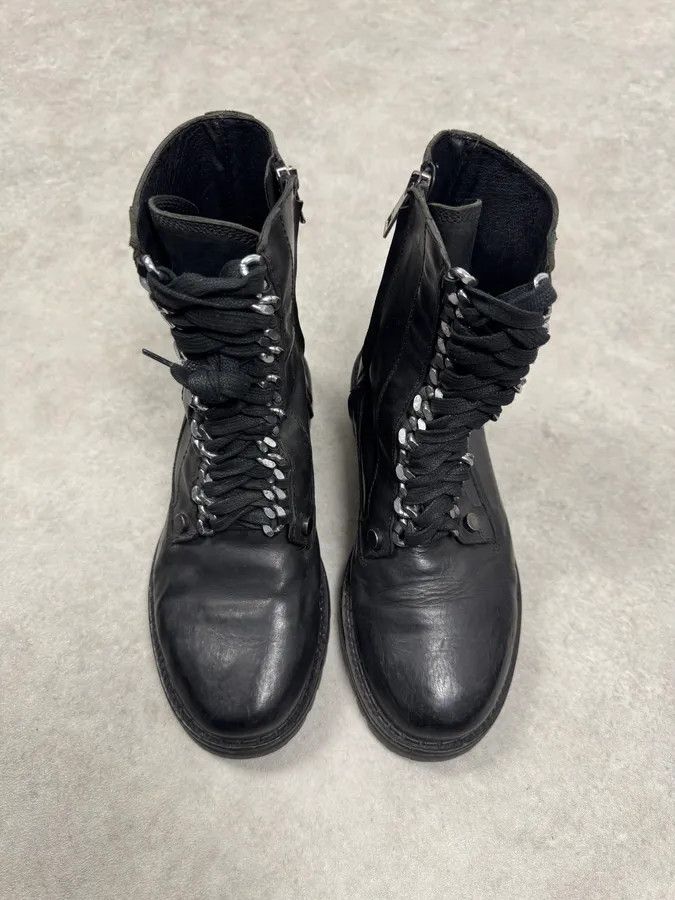 Just Cavalli 2000s Cavalli Black Chained Combat Leather Boots Size US 7 / EU 40 - 6 Thumbnail