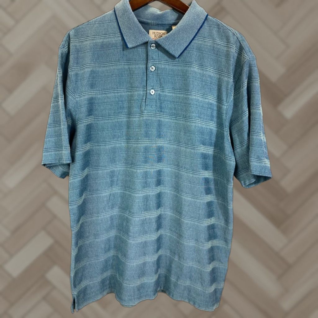Hudson Hudson River Mens Blue 3 Button Polo Shirt Size L Golf Heritage Classics Knit Polyester Short Sleeve Collared Spread 1271 Size US L / EU 52-54 / 3 - 1 Thumbnail