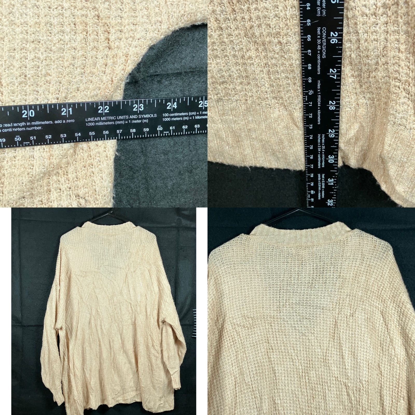 American Eagle Outfitters American Eagle Womens Sweater Beige V Neck Oversized Knit Large Size L Block Description: Pullover, Solid, Long Sleeve, Regular Fit Size L / US 10 / IT 46 - 8 Thumbnail