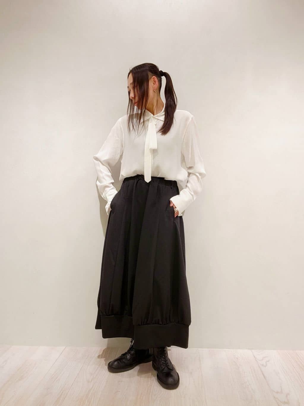 Yohji Yamamoto REGULATION - POLYESTER TWILL JERSEY SKIRT