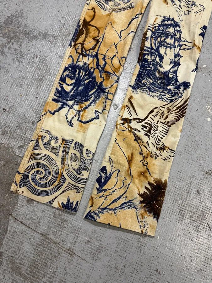 Roberto Cavalli 2000s Cavalli Class Eagle Boat Tatoo Beige Pants Size 24" / US 00 / IT 34 - 9 Thumbnail