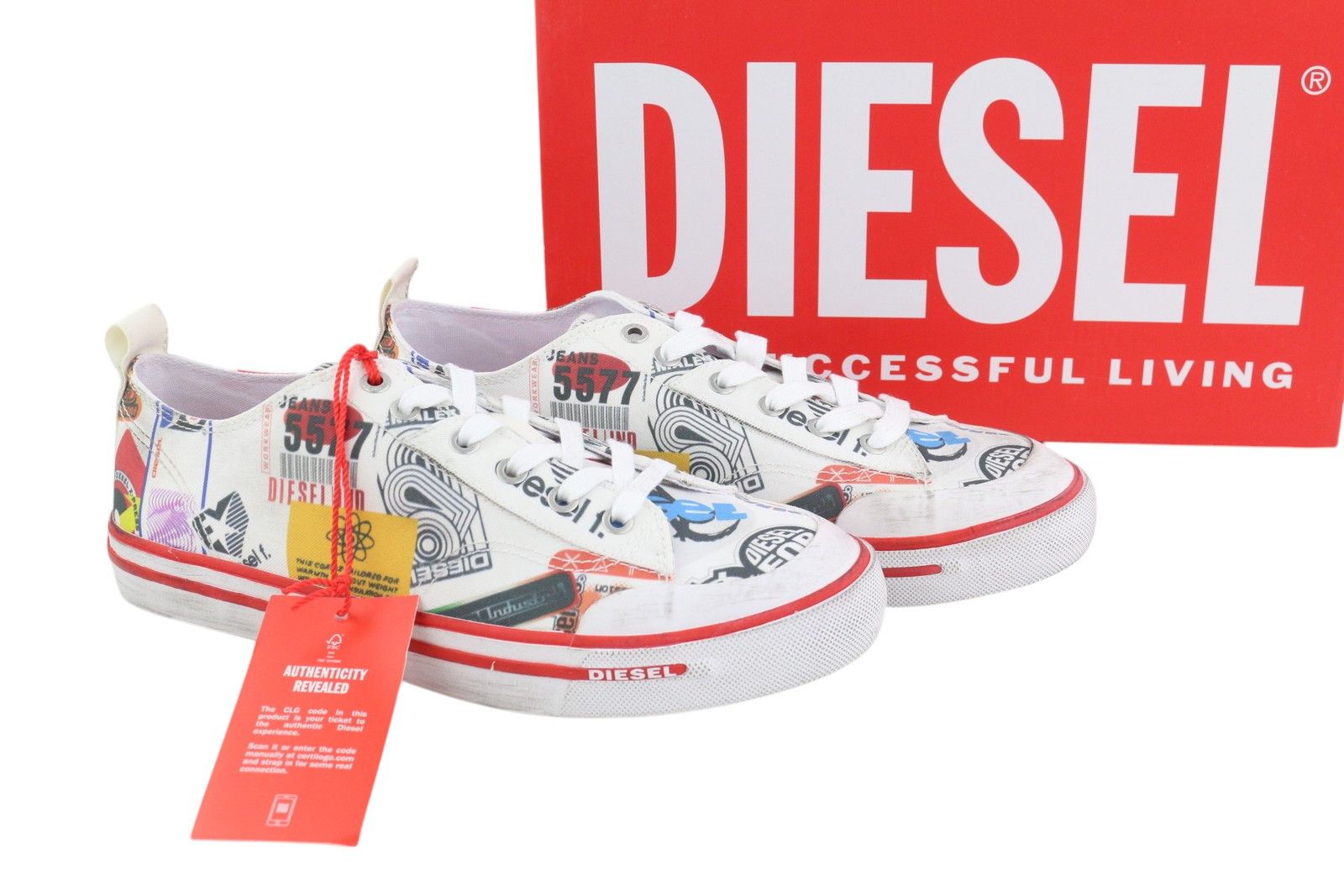 Diesel S-ATHOS LOW EU45 Patterned Low Top Laced Almond Toe 40847 Size US 12 / EU 45 - 1 Thumbnail