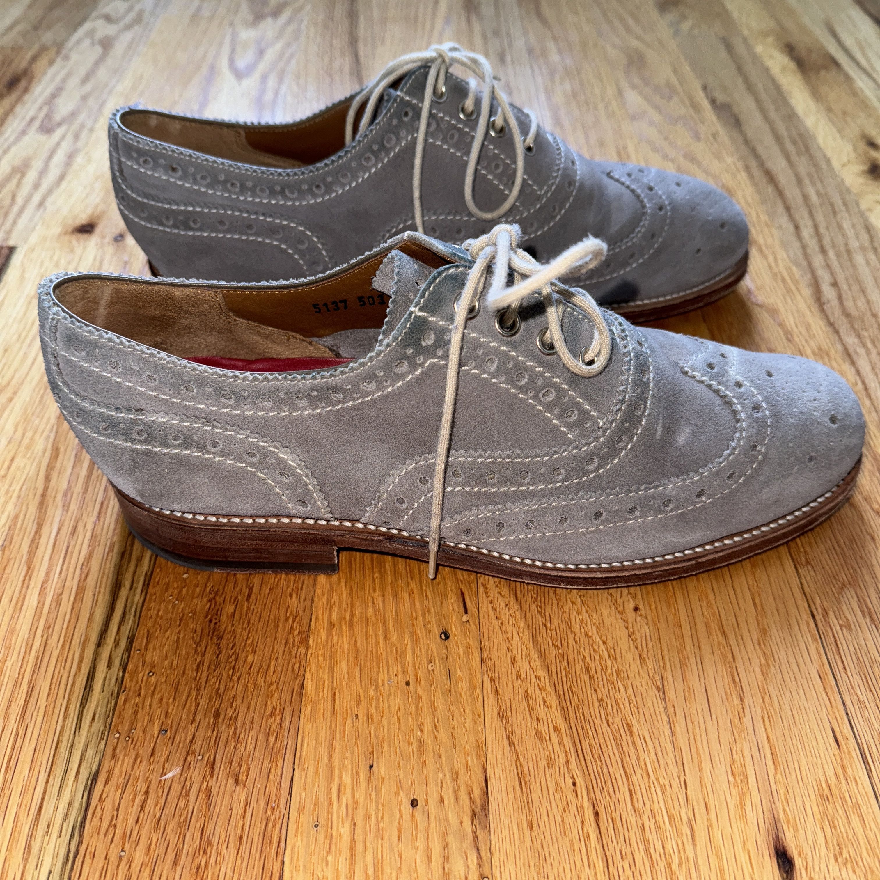 Grenson GRENSON GREY SUEDE BROGUE OXFORD SHOES WILLIAM MEN'S SIZE 8 Size US 8 / EU 41 - 5 Thumbnail