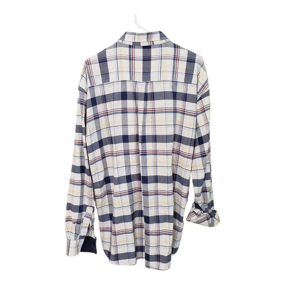 Wrangler CT462 Wrangler Men's Plaid Dress Shirt Blue & White XL Size 44R - 4 Thumbnail