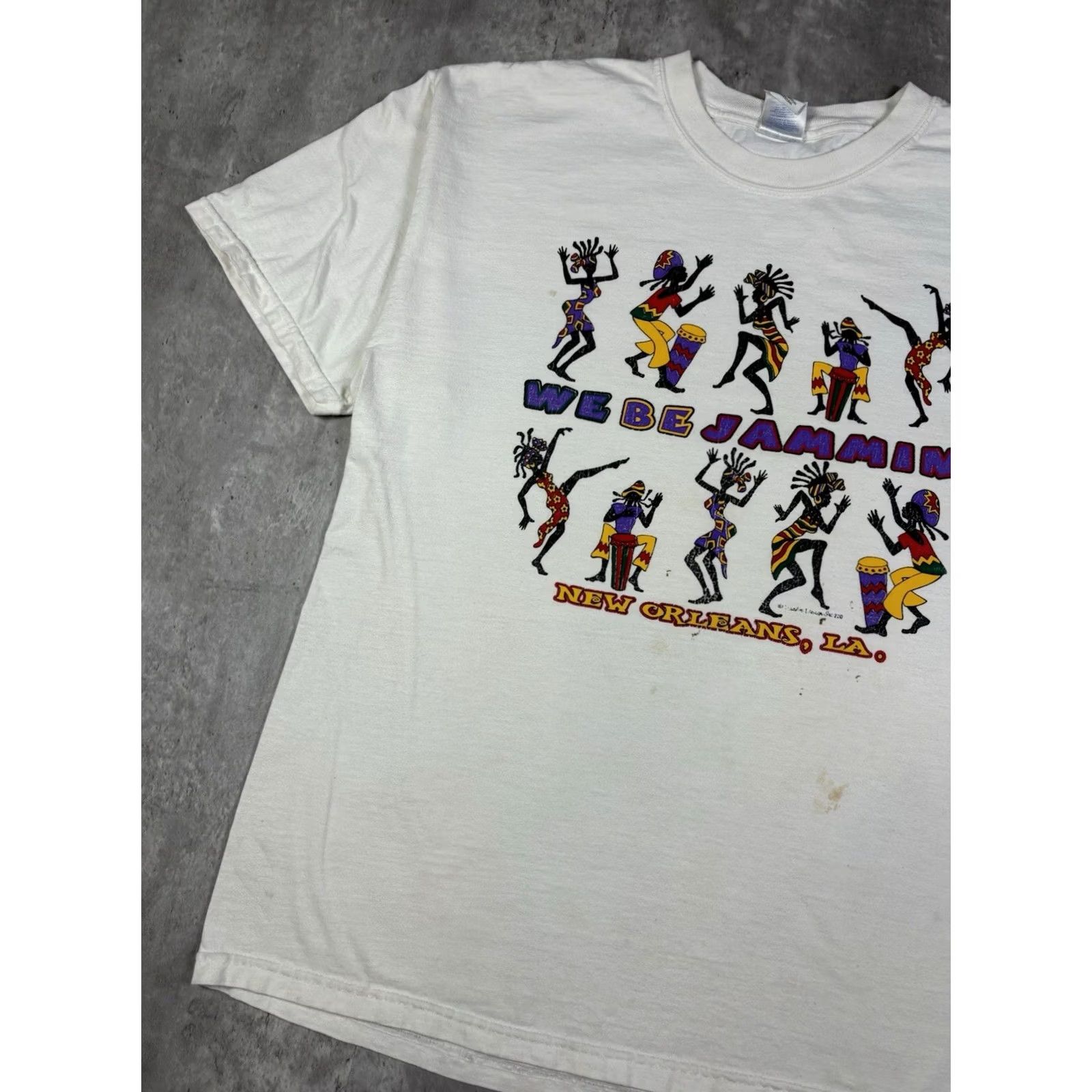 Gildan VINTAGE Jamaican 90s Frestival Party Graphic Tee XL White Gildan T-Shirt Men Crew Neck Short Sleeve Cotton Ring Spun Preshrunk Size US XL / EU 56 / 4 - 4 Thumbnail